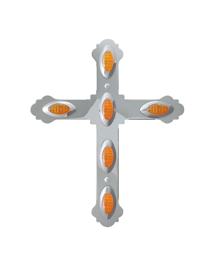 GG94020 - CR. STEEL LARGE CROSS W/SMALL Y2K AMBER LED LIGHT GG94020 - CR. STEEL LARGE CROSS W/SMALL Y2K AMBER LED LIGHT