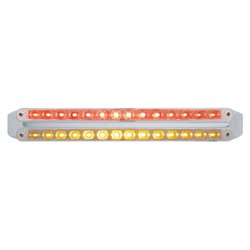 UP37670-Dual 14 LED 12" Light Bars - Amber & Red LED/Clear Lens