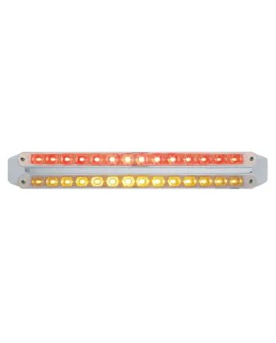 UP37670-Dual 14 LED 12" Light Bars - Amber & Red LED/Clear Lens