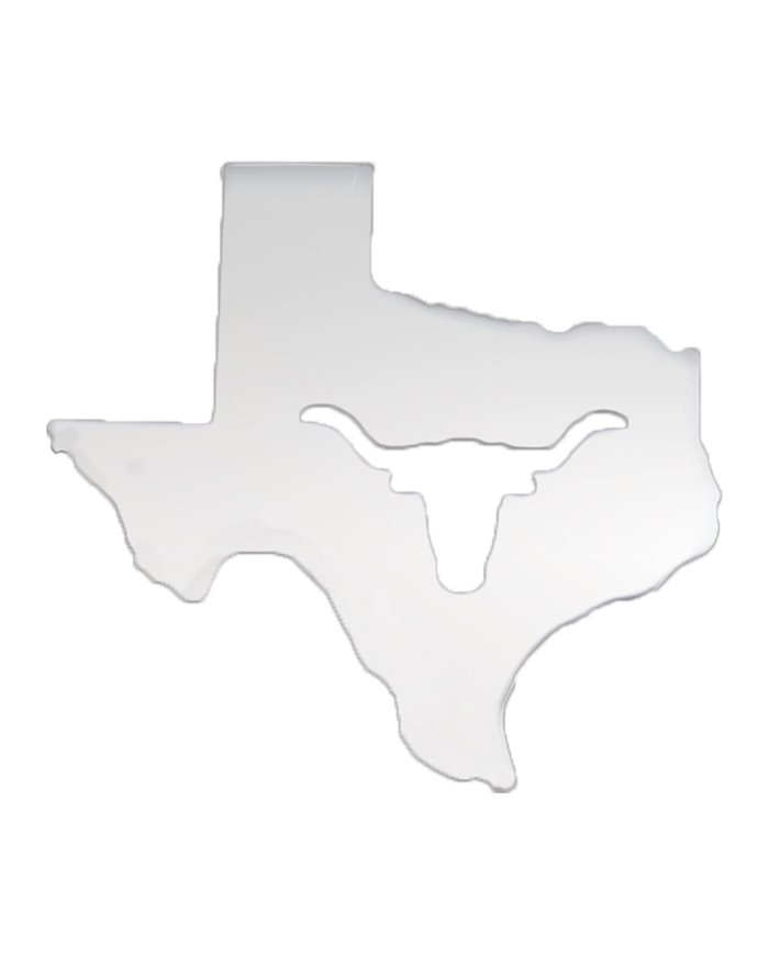 GG94243 - CR. STEEL SMALL TEXAS MAP WITH SKULL, STUD TYPE,5-3/8"X4-3/4"