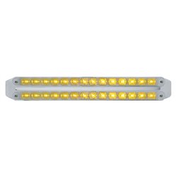 UP37675-Dual 14 LED 12" Turn Signal Light Bars - Amber LED/Chrome Lens