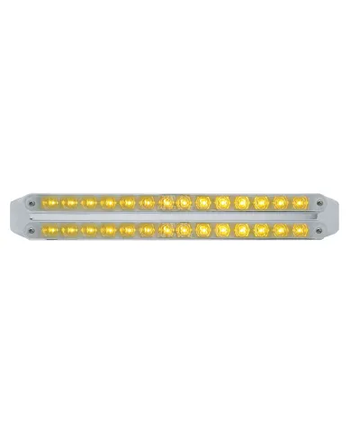 UP37675-Dual 14 LED 12" Turn Signal Light Bars - Amber LED/Chrome Lens