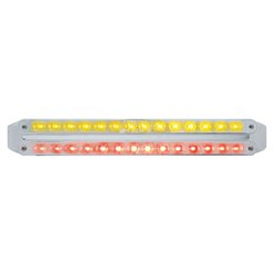 UP37677-Dual 14 LED 12" Light Bars - Amber & Red LED/Chrome Lens