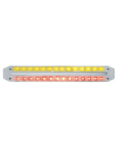 UP37677-Dual 14 LED 12" Light Bars - Amber & Red LED/Chrome Lens