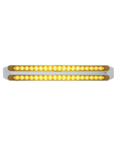 UP37678-Dual 19 LED 12" Reflector Turn Signal Light Bars - Amber LED/Amber Lens