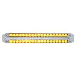 UP37680-Dual 19 LED 12" Reflector Turn Signal Light Bars - Amber LED/Clear Lens