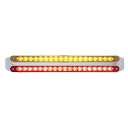 UP37682-Dual 19 LED 12" Reflector Light Bars - Amber & Red LED/Amber & Red Lens