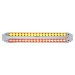 UP37683-Dual 19 LED 12" Reflector Light Bars - Amber & Red LED/Clear Lens