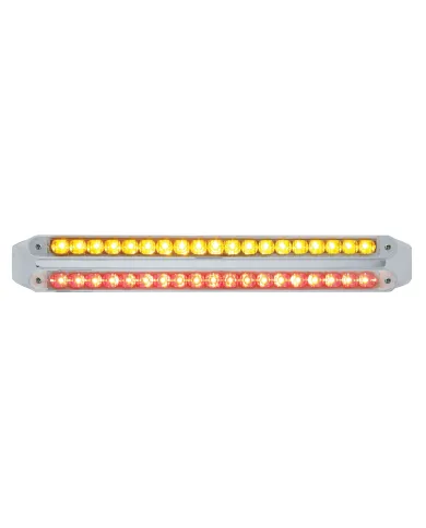 UP37683-Dual 19 LED 12" Reflector Light Bars - Amber & Red LED/Clear Lens