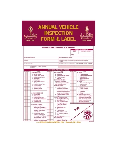 GG99909 - ANNUAL VEHICLE INSPECTION REPORT W/ LABELS GG99909 - ANNUAL VEHICLE INSPECTION REPORT W/ LABELS