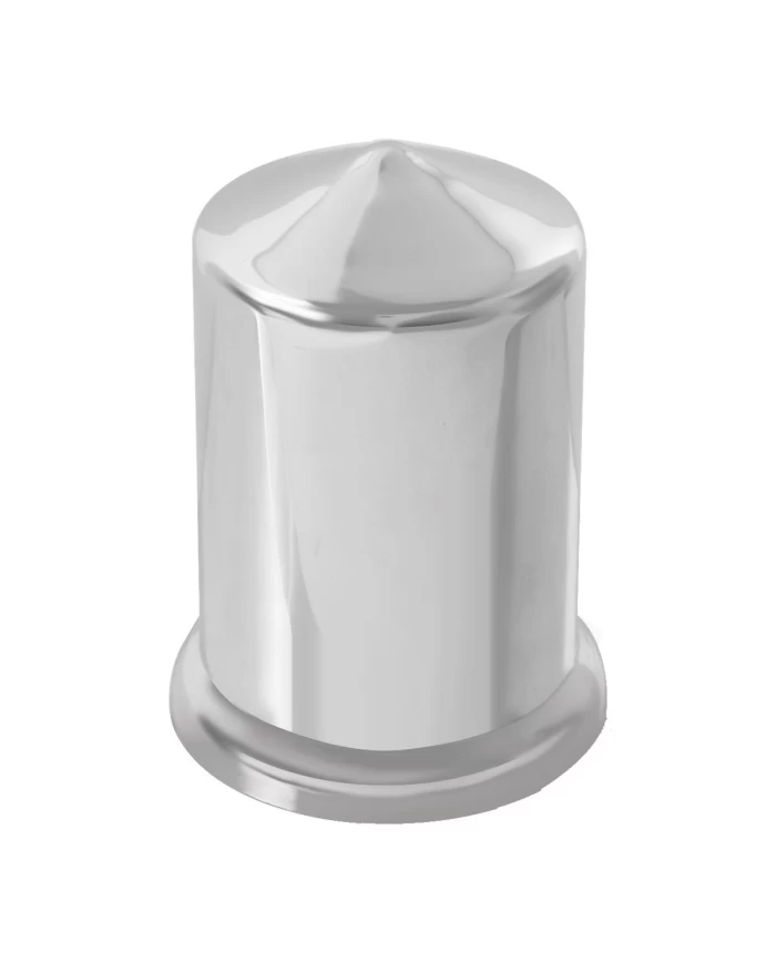 CHROME PLASTIC POINTED NUT COVER W/ FLANGE, 1.5"X2-15/16" CHROME PLASTIC POINTED NUT COVER W/ FLANGE, 1.5"X2-15/16"