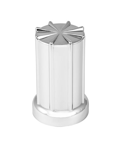 CR. PLASTIC 33MM X 3-3/8" H 8 SPOKE PUSH-ON NUT COVER CR. PLASTIC 33MM X 3-3/8" H 8 SPOKE PUSH-ON NUT COVER