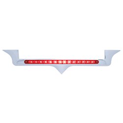UP37819-Chrome Hood Emblem Trim With 14 LED Light Bar For Kenworth - Red LED/Red Lens