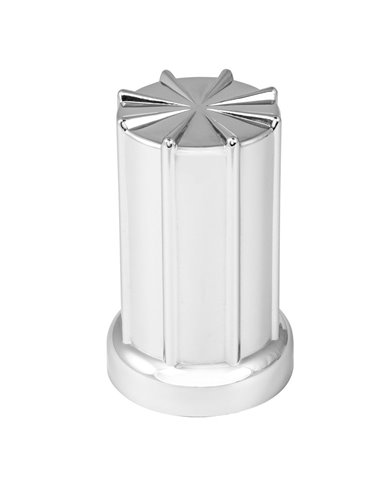 CR. PLASTIC 33MM X 3-3/8" H 8 SPOKE SCREW-ON NUT COVER CR. PLASTIC 33MM X 3-3/8" H 8 SPOKE SCREW-ON NUT COVER