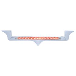 UP37821-Chrome Hood Emblem Trim With 14 LED Light Bar For Kenworth - Red LED/Chrome Lens