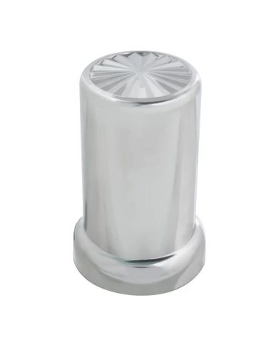 CR. PL. 33MM PIN WHEEL PUSH-ON NUT COVER W/FLANGE, 3-3/8" (H) CR. PL. 33MM PIN WHEEL PUSH-ON NUT COVER W/FLANGE, 3-3/8" (H)