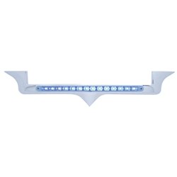 UP37822-Chrome Hood Emblem Trim With 14 LED Light Bar For Kenworth - Blue LED/Clear Lens