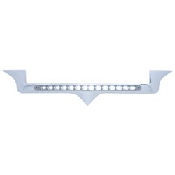 UP37824-Chrome Hood Emblem Trim With 14 LED Light Bar For Kenworth - White LED/Clear Lens