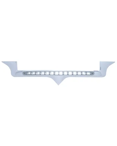 UP37824-Chrome Hood Emblem Trim With 14 LED Light Bar For Kenworth - White LED/Clear Lens