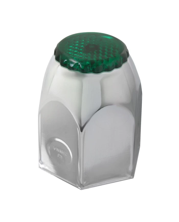 CR. STEEL 1.5"X2" NUT COVER W/GREEN REFLECTOR