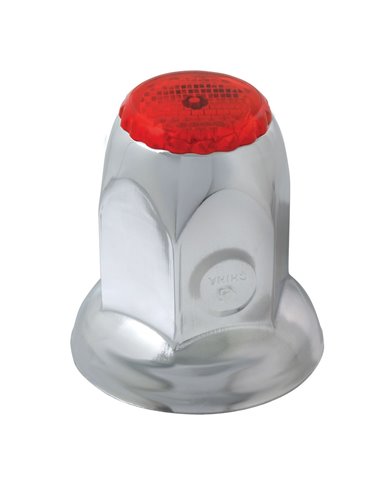 CR. STEEL 33 MM X 2" NUT COVER W/FLANGE & RED REFLECTOR CR. STEEL 33 MM X 2" NUT COVER W/FLANGE & RED REFLECTOR