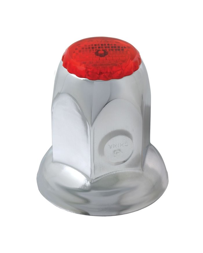 CR. STEEL 33 MM X 2" NUT COVER W/FLANGE & RED REFLECTOR