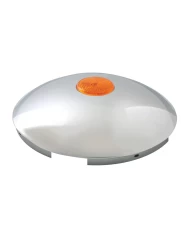 CR. FRONT HUB CAP W/AMBER REFLECTOR,7/16" LIP, 5 NOTCHES
