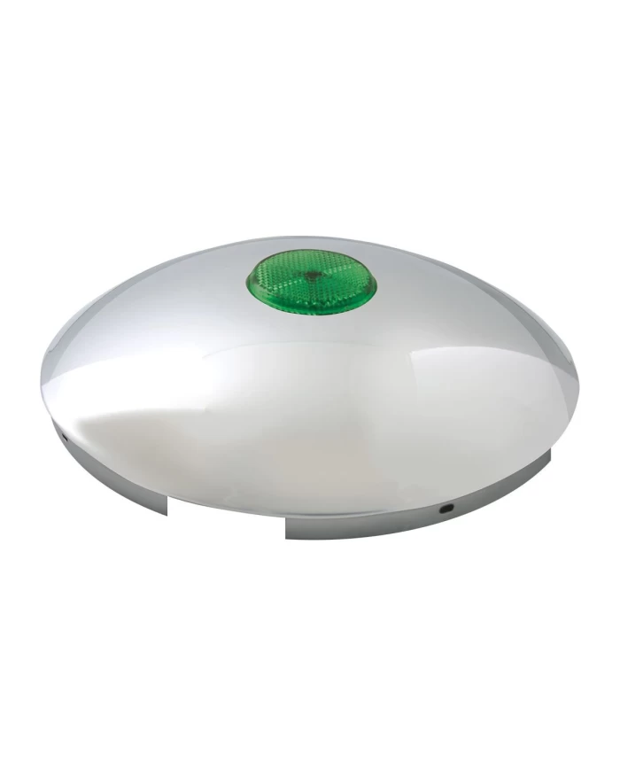 CR. FRONT HUB CAP W/GREEN REFLECTOR,7/16" LIP, 5 NOTCHES
