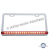 UP37947-Chrome License Plate Frame With 19 LED 12" Reflector Light Bar - Red LED/Red Lens
