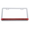UP37947-Chrome License Plate Frame With 19 LED 12" Reflector Light Bar - Red LED/Red Lens