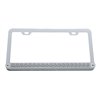 UP37948-Chrome License Plate Frame With 19 LED 12" Reflector Light Bar - Amber LED/Clear Lens
