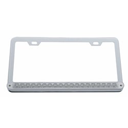 UP37949-Chrome License Plate Frame With 19 LED 12" Reflector Light Bar - Red LED/Clear Lens