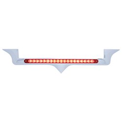UP37971-Chrome Hood Emblem Trim With 19 LED Reflector Light Bar For Kenworth - Red LED/Red Lens