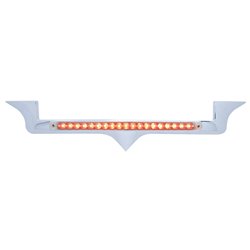 UP37972-Chrome Hood Emblem Trim With 19 LED Reflector Light Bar For Kenworth - Red LED/Clear Lens