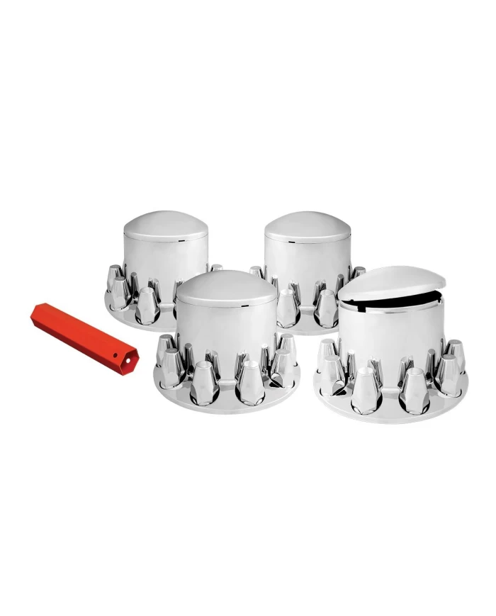 CR. PL. ROUND AXLE COVER KIT 4 REARS & 33MM SCREW-ON CVRS