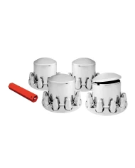 CR. PL. ROUND AXLE COVER KIT 4 REARS & 33MM SCREW-ON CVRS