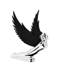 CR FLYING GODDESS HOOD ORN W/ BLACK WINDRIDERS, ILLUM. 8"X8" CR FLYING GODDESS HOOD ORN W/ BLACK WINDRIDERS, ILLUM. 8"X8"