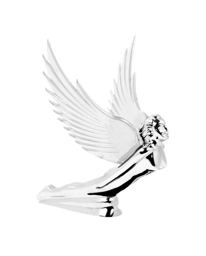 CR FLYING GODDESS HOOD ORN W/ CLEAR WINDRIDERS, ILLUM. 8"X8" CR FLYING GODDESS HOOD ORN W/ CLEAR WINDRIDERS, ILLUM. 8"X8"