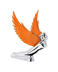 CR FLYING GODDESS HOOD ORN W/ AMBER WINDRIDERS, ILLUM. 8"X8"