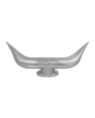 CR. BULL HORN W/ ROUND BASE HOOD ORNAMENT, 13" W X 4.5" H CR. BULL HORN W/ ROUND BASE HOOD ORNAMENT, 13" W X 4.5" H
