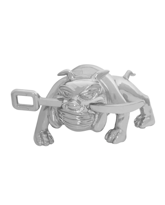 CR. BULL DOG W/WINCH BAR HOOD ORNAMENT, 6-1/2"X3-11/16"