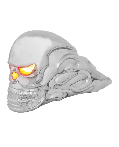 CR. FLAME SKULL HOOD ORNAMENT W/ 194 BULB LIGHTED FRONT CR. FLAME SKULL HOOD ORNAMENT W/ 194 BULB LIGHTED FRONT