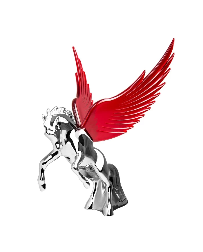 CR FIGHTING STALLION HOOD ORN W/ RED WINDRIDERS, 6.5"X7.5" CR FIGHTING STALLION HOOD ORN W/ RED WINDRIDERS, 6.5"X7.5"