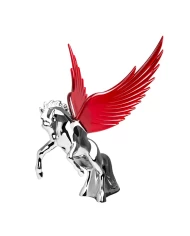 CR FIGHTING STALLION HOOD ORN W/ RED WINDRIDERS, 6.5"X7.5" CR FIGHTING STALLION HOOD ORN W/ RED WINDRIDERS, 6.5"X7.5"