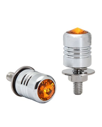 CR. ALUM. LICENSE PLATE BOLT W/AMBER CRYSTAL CR. ALUM. LICENSE PLATE BOLT W/AMBER CRYSTAL