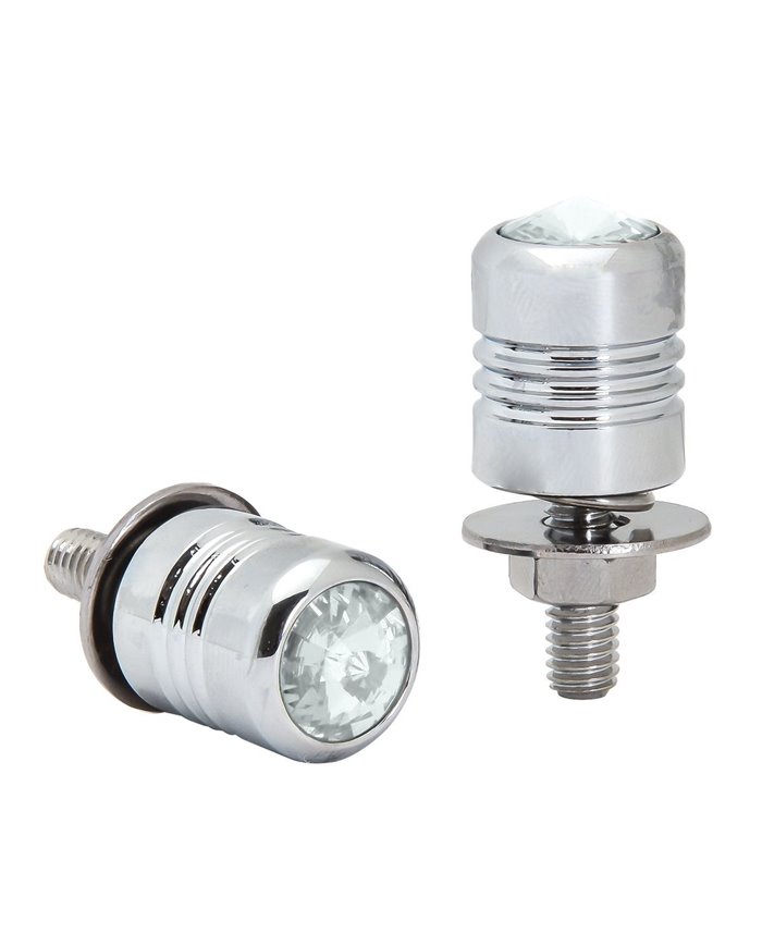 CR. ALUM. LICENSE PLATE BOLT W/CLEAR CRYSTAL CR. ALUM. LICENSE PLATE BOLT W/CLEAR CRYSTAL