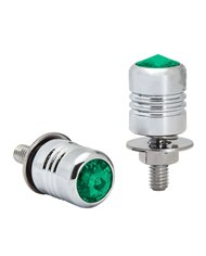 CR. ALUM. LICENSE PLATE BOLT W/GREEN CRYSTAL CR. ALUM. LICENSE PLATE BOLT W/GREEN CRYSTAL