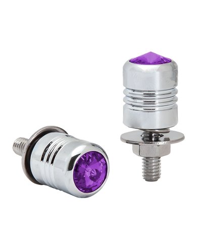 CR. ALUM. LICENSE PLATE BOLT W/PURPLE CRYSTAL CR. ALUM. LICENSE PLATE BOLT W/PURPLE CRYSTAL