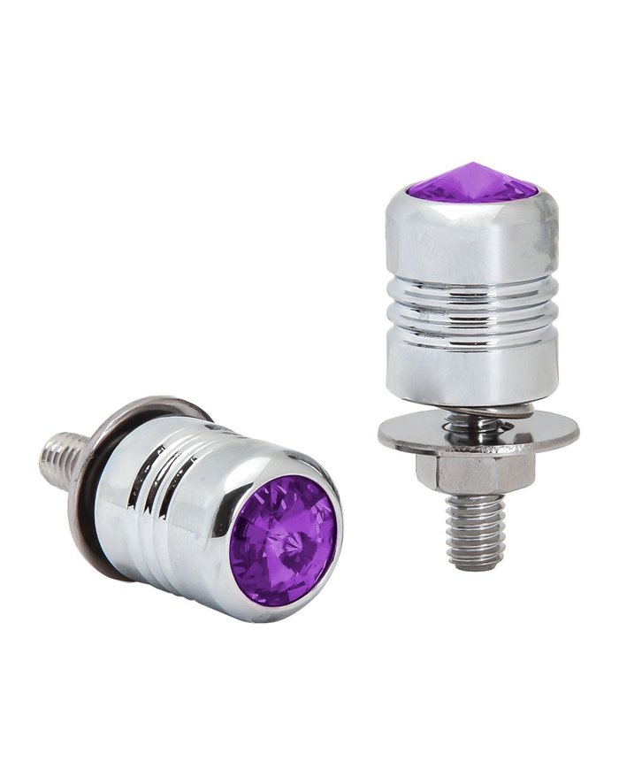 CR. ALUM. LICENSE PLATE BOLT W/PURPLE CRYSTAL