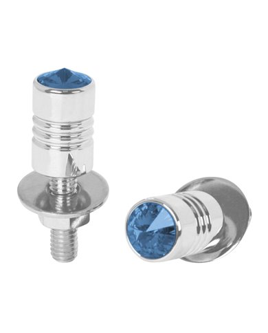 CR. ALUM. LICENSE PLATE BOLT W/BLUE CRYSTAL CR. ALUM. LICENSE PLATE BOLT W/BLUE CRYSTAL